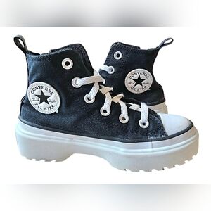 Converse Youth Black and White Chuck Taylor All Star High-Top Platform Sneakers
